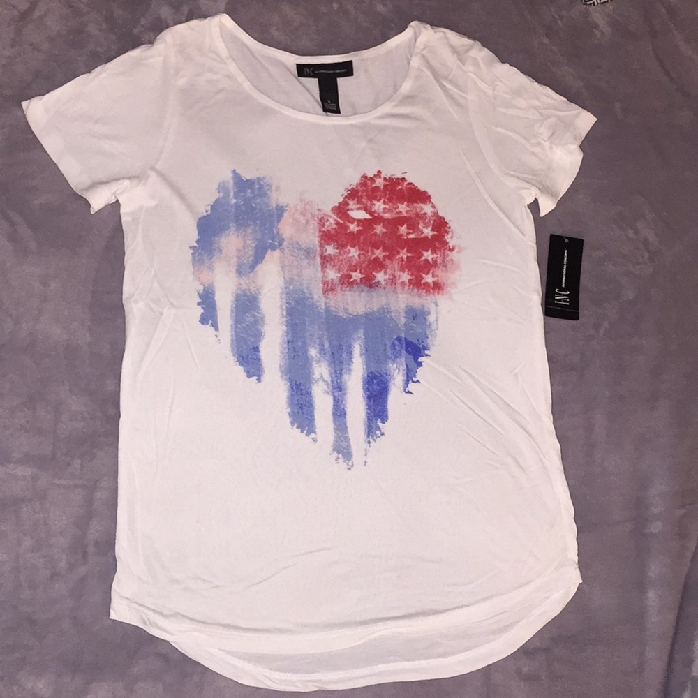 INC heart shape American Flag white T-shirt